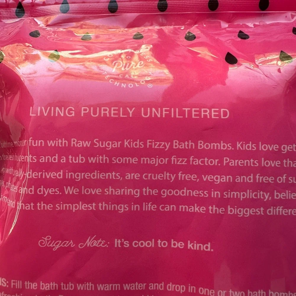 3x Raw Sugar Kids Fizzy Bath Bombs 6ct‎ Watermelon Lemonade